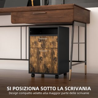 Cassettiera Portadocumenti con Cassetto e Ripiano,