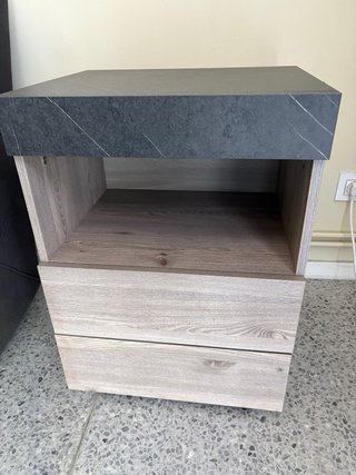 2 Mesita de noche moderna madera y piedra