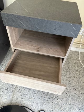 2 Mesita de noche moderna madera y piedra