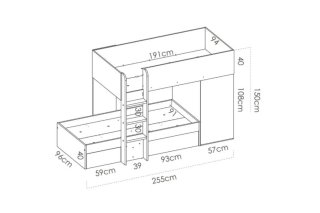 Cama tren litera modular + armarios