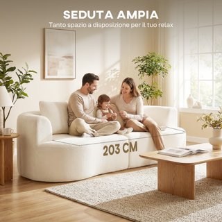 Divano da Salotto 3 Posti Minimal in Ciniglia colo