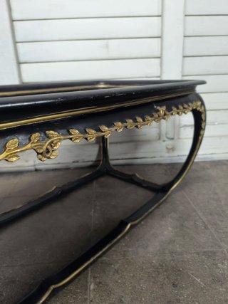 Mesa Centro Vintage Oriental Negra Dorada