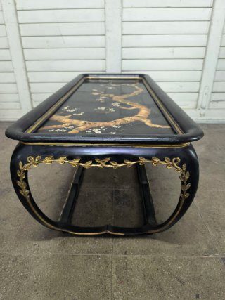 Mesa Centro Vintage Oriental Negra Dorada