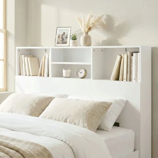Cabecero Cama 140cm con Estantería Blanca