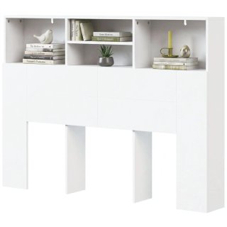 Cabecero Cama 140cm con Estantería Blanca