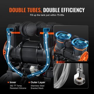 Compresor de Aire 18.2 L 900W 2.2 CFM@ 90PSI 70 dB Ultra Silencioso Sin Aceite