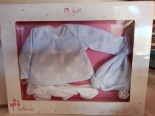 Traje para muñeco reborn azul con nubes t.45 cn