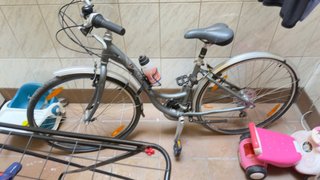 Bicicleta gris con portabidón