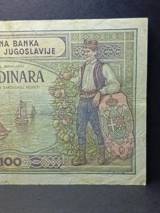 100 Dinari Jugoslavia occupazione italiana 1941/43
