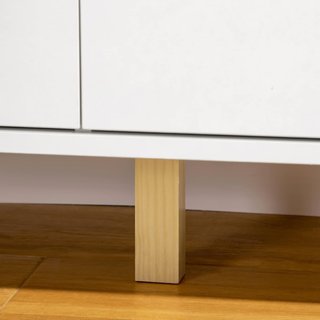 Cómoda de Dormitorio de 6 Cajones, Comoda Moderna con Manijas Talladas y Patas de Columna, Mueble para Sala de Estar, Habitación Infantil y Pasillo en Madera, 120X40X76 Cm, Blanco