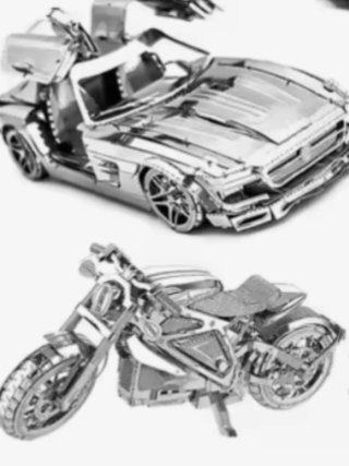 Puzzle 3D Metal Moto y Coche