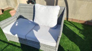 Conjunto Muebles Jardín Ratán Gris