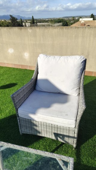 Conjunto Muebles Jardín Ratán Gris