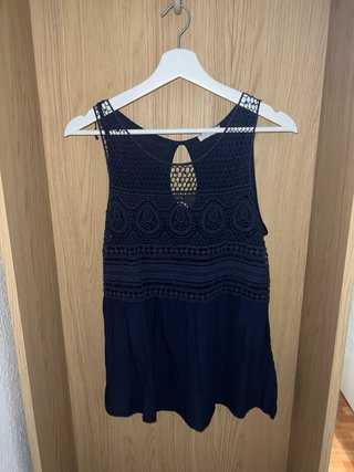 Top azul marino encaje talla M