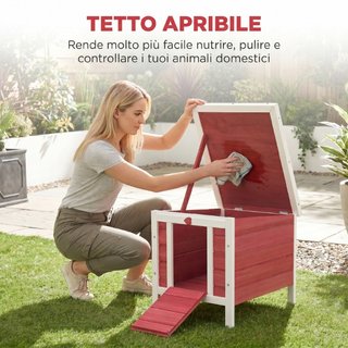 Conigliera in Legno con Tetto Apribile in Asfalto,