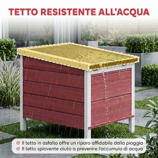 Conigliera in Legno con Tetto Apribile in Asfalto,