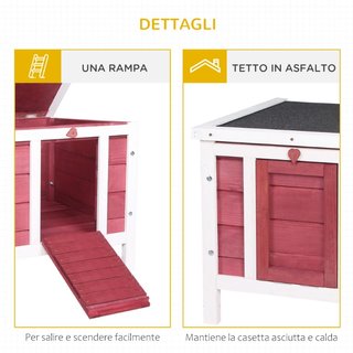 Conigliera in Legno con Tetto Apribile in Asfalto,