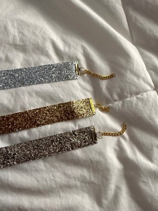 Chokers invitada boda lentejuelas plateada y dorad