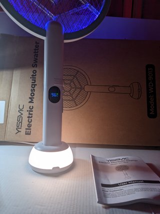 Racchetta Zapper Insetti Base Ricarica RGB Bianca