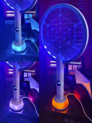 Racchetta Zapper Insetti Base Ricarica RGB Bianca