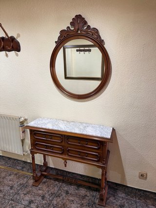 Mueble recibidor vintage madera mármol