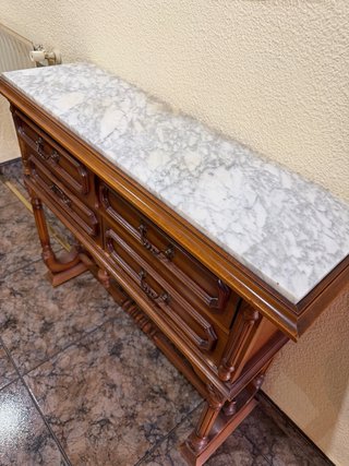 Mueble recibidor vintage madera mármol