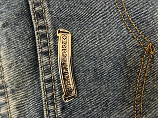 Jeans Chrome Hearts neri e blu