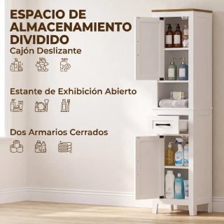 Armario Baño Alto Rústico Blanco