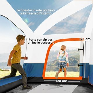 Tenda da Campeggio per 4 Persone con 2 Stanze e Ve