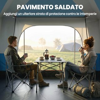 Tenda da Campeggio per 4 Persone con 2 Stanze e Ve