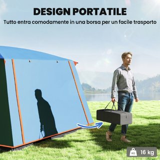 Tenda da Campeggio per 4 Persone con 2 Stanze e Ve