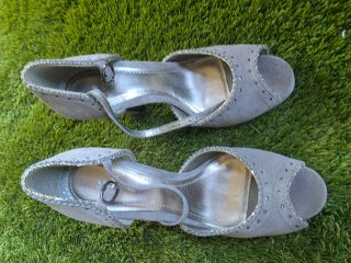 Zapatos Zara Tacón Gris Plataforma