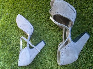 Zapatos Zara Tacón Gris Plataforma