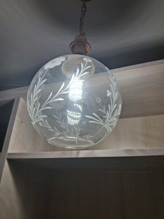 Vetro lampadario inciso floreale