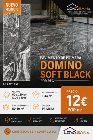 Pavimento Porcelánico Domino Soft Black 60x120