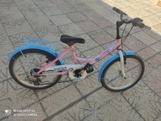Bicicleta infantil rosa y azul