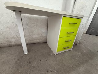 Escritorio con cajonera verde y blanco