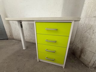 Escritorio con cajonera verde y blanco
