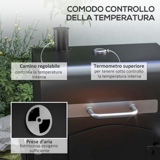 Barbecue da Giardino a 2 Ruote con Griglia, Affumi