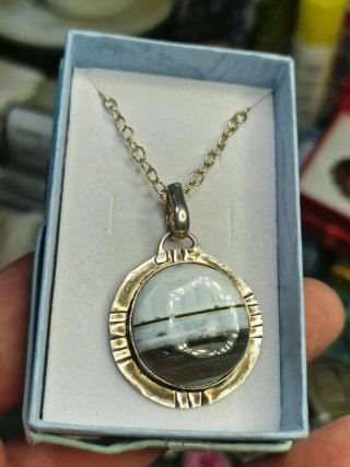 Colgante Opalo Azul y Cadena Plata