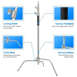 NEEWER SC320 C-Stand 320cm Acero Inoxidable + Boom