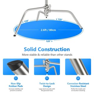 NEEWER SC320 C-Stand 320cm Acero Inoxidable + Boom