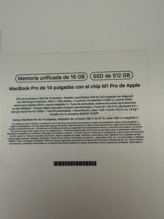 MacBook Pro 14” M1 PRO 16GB 512GB SSD 2021