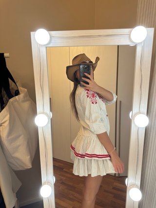 Vestito estivo righe beige e rosse