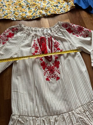 Vestito estivo righe beige e rosse