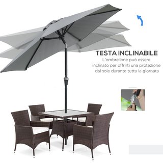Ombrellone da Giardino Inclinabile 2.3x2m con Aper