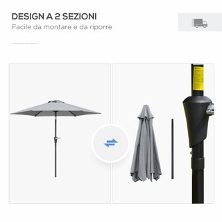 Ombrellone da Giardino Inclinabile 2.3x2m con Aper