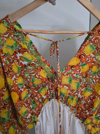 Abito lungo fantasia limoni Moda D'Amare