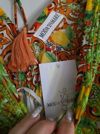 Abito lungo fantasia limoni Moda D'Amare
