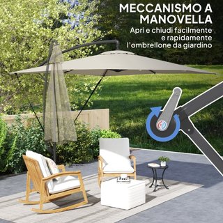 Ombrellone a Sbalzo 247x247 cm con Base a Croce e